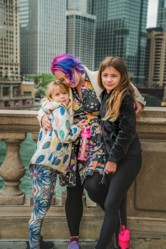 Mom and daughters in chicago